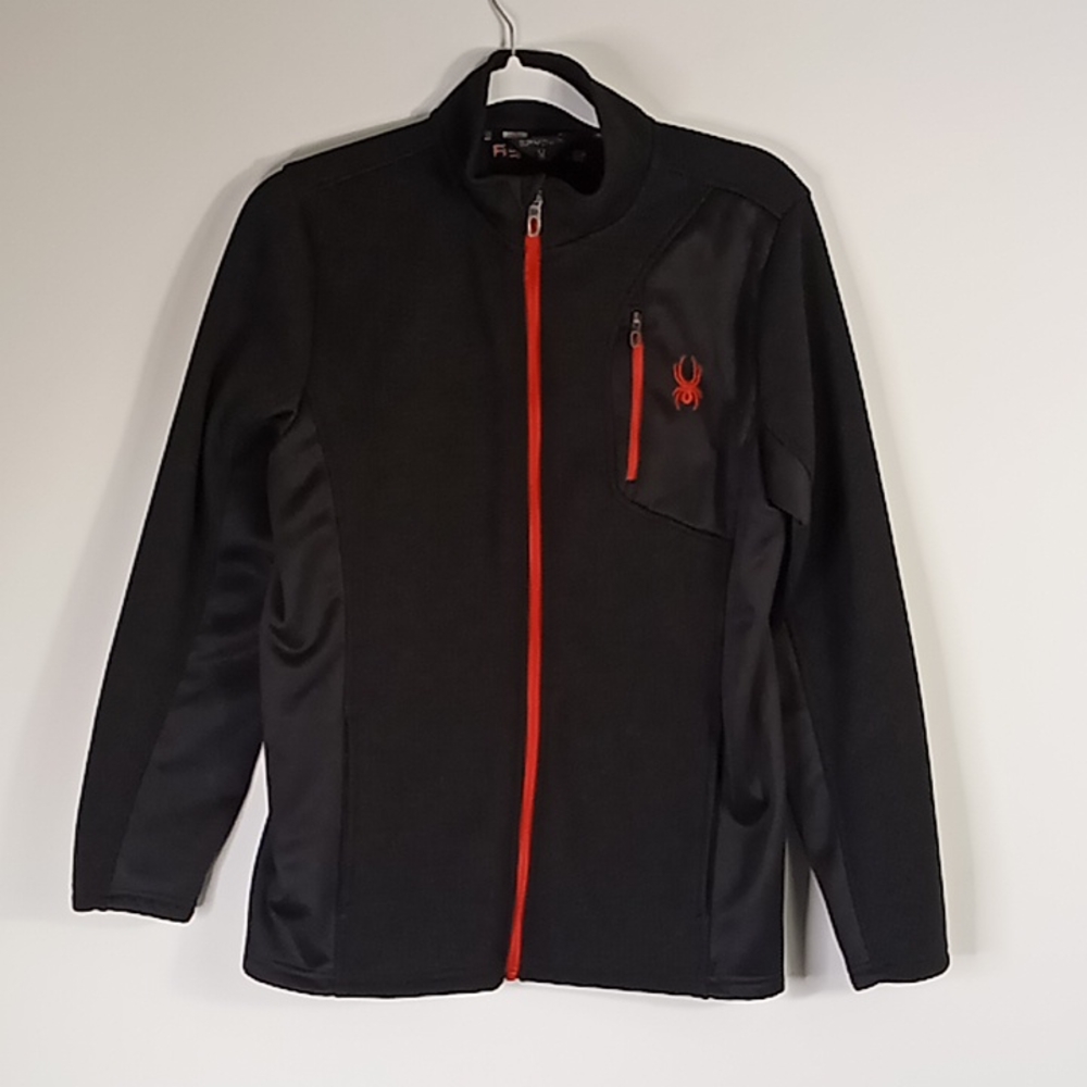 Spyder Fleece Lined Zip Up Jacket Size Youth XL (18-20) Black/ Red